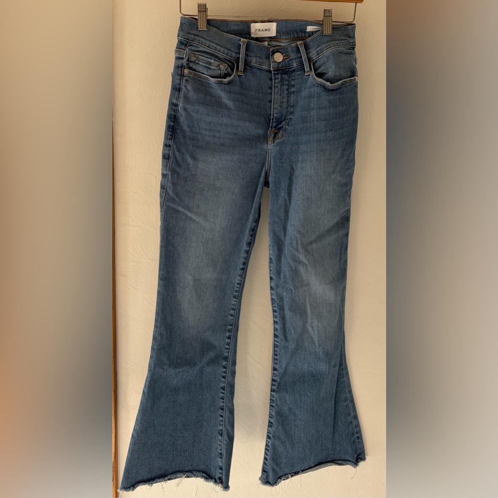 Frame Le Crop Flare Jeans Women’s 27 Raw Hem Flare Leg Cropped